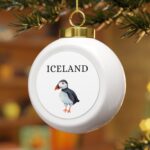 Christmas Ball Ornament, Iceland Ornament, Iceland Christmas, Christmas gift, Iceland Ornament, Puffin Ornament, Puffin Souvenir
